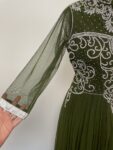 Green tulle maxi dress with silver gems – full view