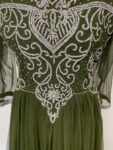 Green tulle maxi dress with silver gems – full view