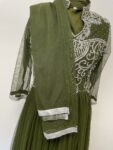 Green tulle maxi dress with silver gems – full view