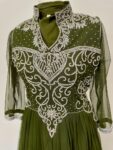 Green tulle maxi dress with silver gems – full view