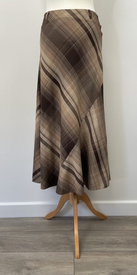 Isle brown chequered A-line long skirt, size 12