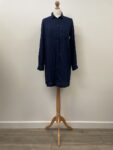 M&S navy blue button front long shirt, size 14
