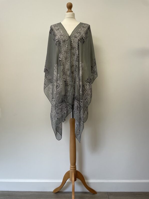 No label grey blue overwrap in chiffon fabric