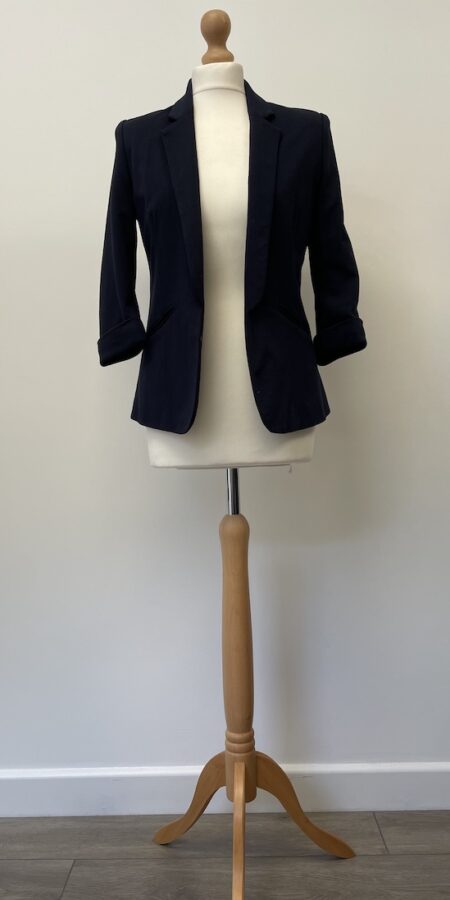 Quiz navy blazer with an open front, size 8