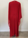 Red kaftan dress with gems – full view