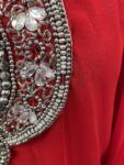 Red kaftan dress with gems – full view