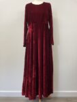 Red velvet maxi dress – full view