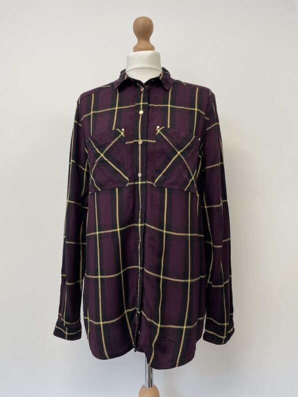 River Island purple chequered shirt with popper closure, size 10