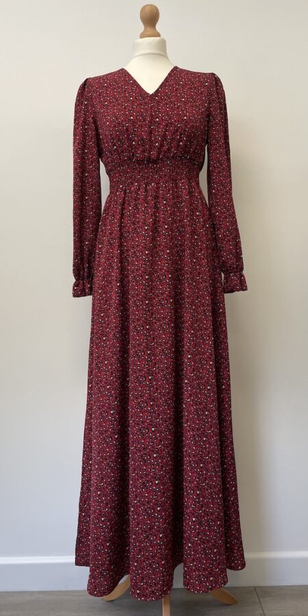 Shein pink and black small leopard print long sleeved maxi dress, size M