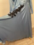 Sky blue crepe maxi dress – full view