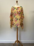 SVUP yellow floral chiffon sheer blouse 