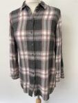 Tu grey pink chequered shirt with button down front – full view