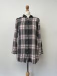 Tu grey pink chequered shirt with button down front – full view