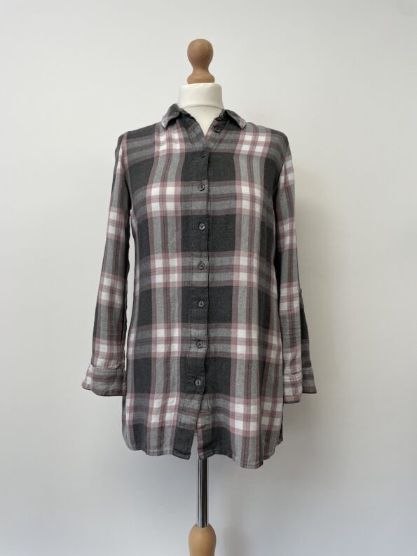 Tu grey and pink chequered shirt with button down front