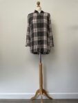 Tu grey and pink chequered shirt with button down front, size 10