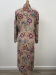 Volante long beige floral shirt – full view