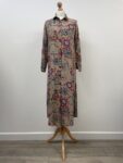 Volante long beige shirt, with flowers, size 14