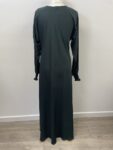 Zadina emerald green satin abaya – full view