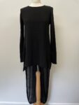 Zara black long back, short front top – full view