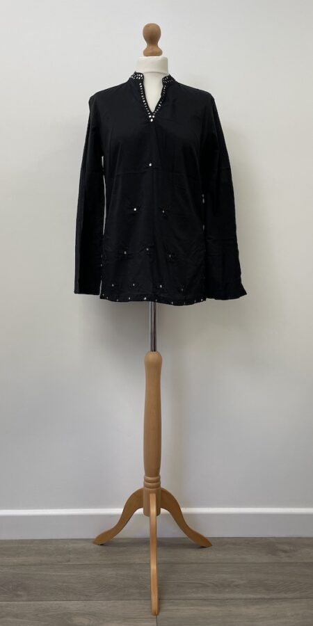 Jupi black cotton tunic, size M