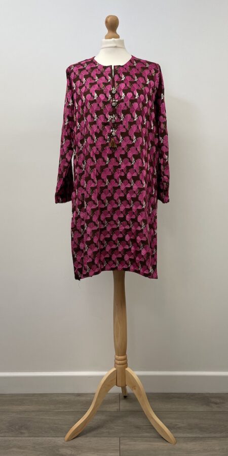 Khaadi brown and pink embroidered kurta, size 8