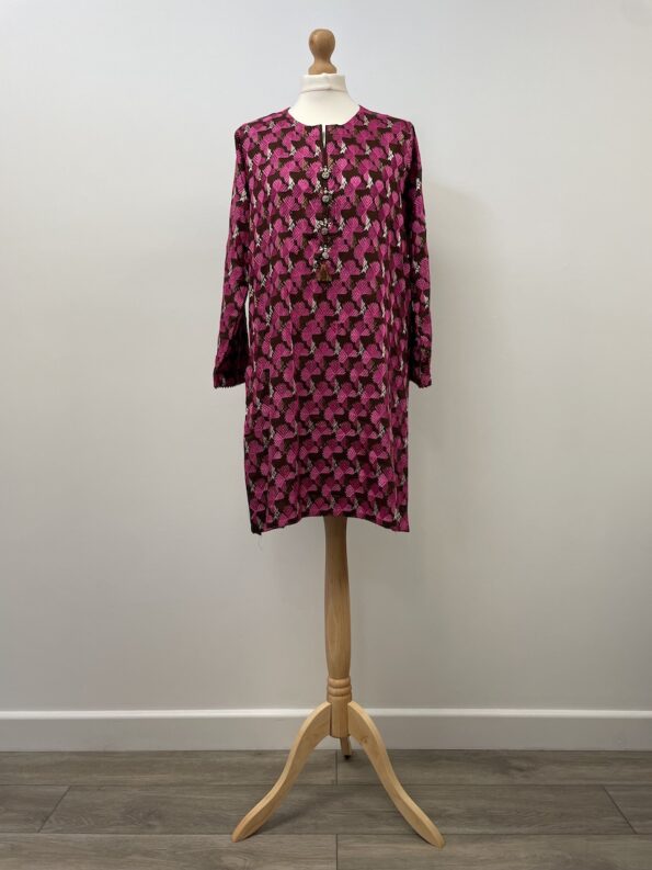 Khaadi brown and pink embroidered kurta, size 8