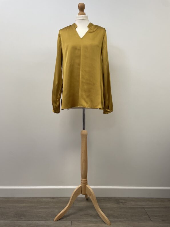 M&S Classic antique gold long sleeved blouse, size 12