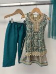Mag emerald green beaded sleeveless shalwar girls set, size 18m