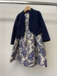 Mini Club metalic gold and blue flower print taffeta structured party dress with River Island navy blazer