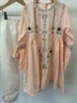 Misbah soft pink and white embroidered shalwar kameez set, size 28 (approximate age 5-6)