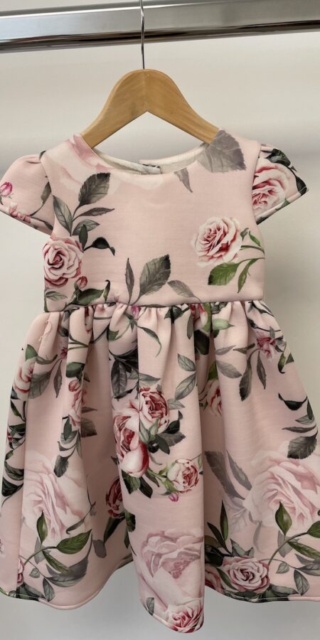 Monsoon pink rose print party dress, age 2-3
