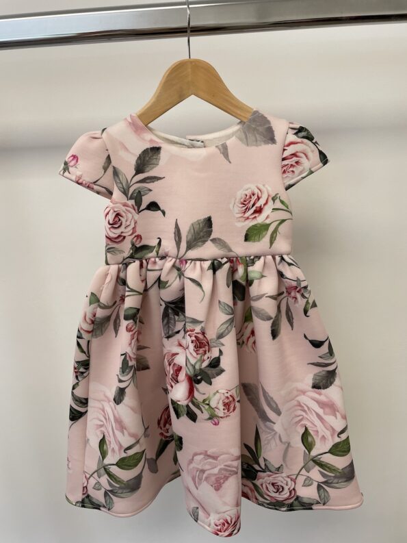 Monsoon pink rose print party dress, age 2-3