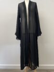 New black chiffon wrap abaya – full view
