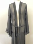 New black chiffon wrap abaya – full view