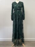 New green sequin long sleeve dress – full view