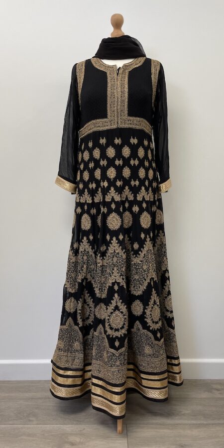 No label black and gold maxi length dress