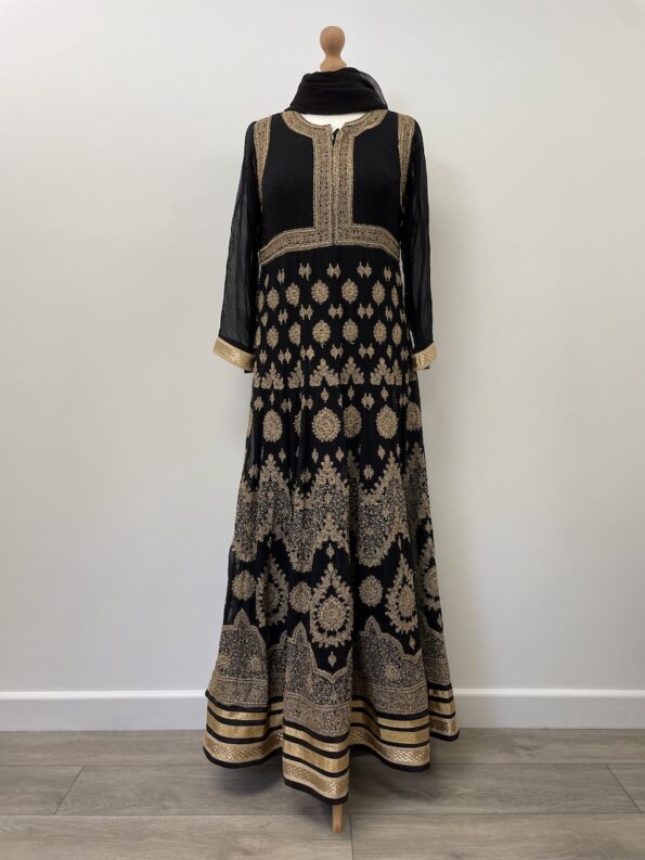 No label black and gold maxi length dress