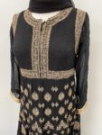 No label gold and black maxi dress – full view