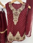 No label maroon gharara set little girl, 3 pieces, around age 3 – 1