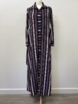 No label navy and pink striped maxi dress – full view