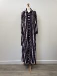 No label navy and pink striped maxi dress – full view