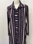 No label navy and pink striped maxi dress – full view