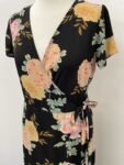 Primark black and floral wrap dress – full view