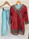 Red and gold embroidered girls set, size 6