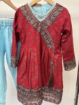 Red and gold embroidered girls set – 1