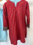 Red and gold embroidered girls set – 1