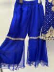 Sahiba vibrant blue with gold embroidery gharara set for little girl 2