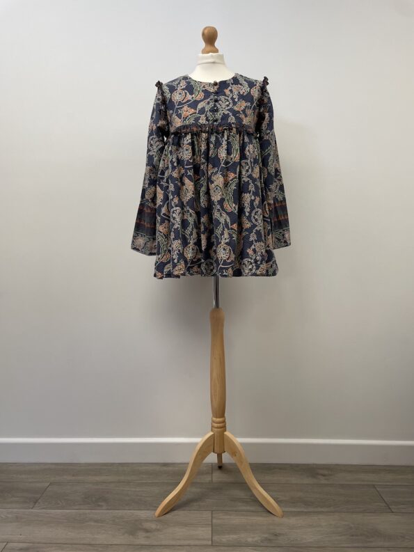 Saphire blue cotton long sleeved blouse, size M