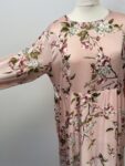 Satin soft pink floral long sleeved maxi dress – full view