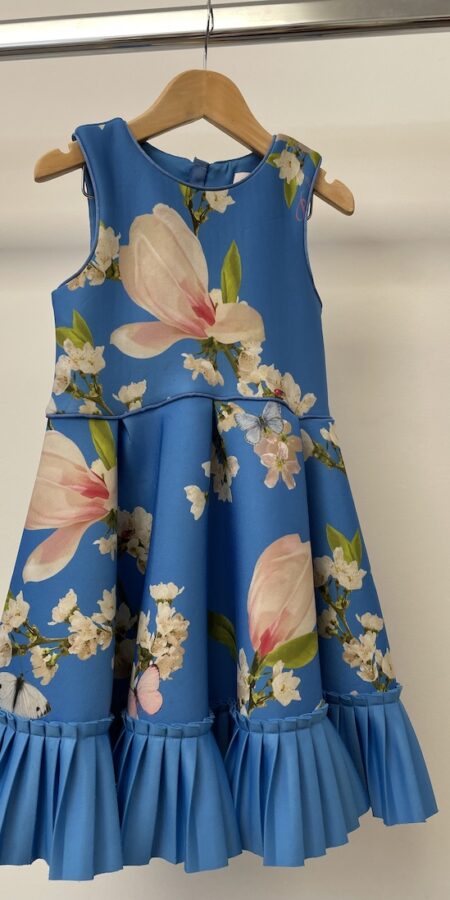 Ted Baker blue lily print party dress, age 4